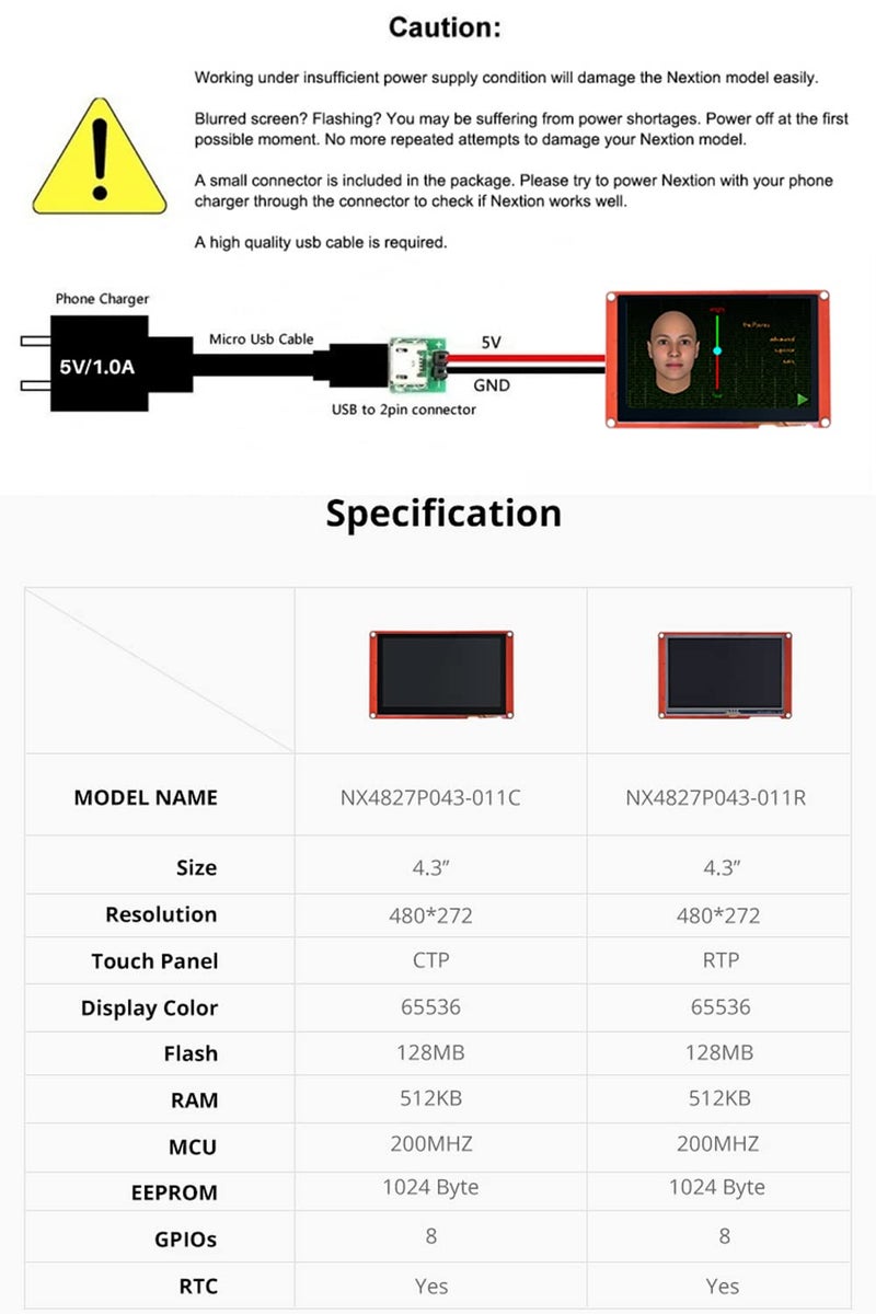 Ferwooh شاشة نكستيون الذكية 4.3 بوصة شاشة تعمل باللمس المقاومة 480x272 وحدة عرض LCD-TFT HMI NX4827P043-011R تدعم الصوت والفيديو - Image 3